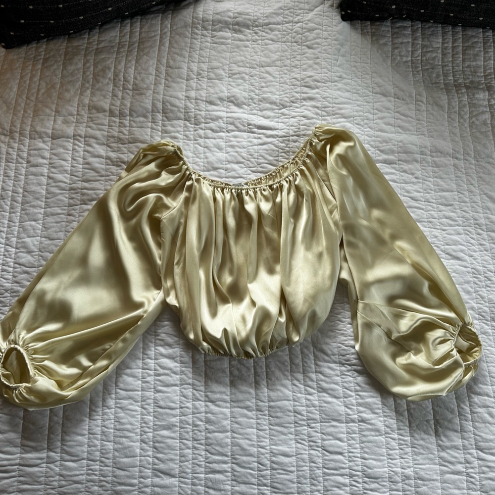 Elegant Cream Satin Women's Top